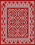 Red White Geometric Crystal Pattern Rug