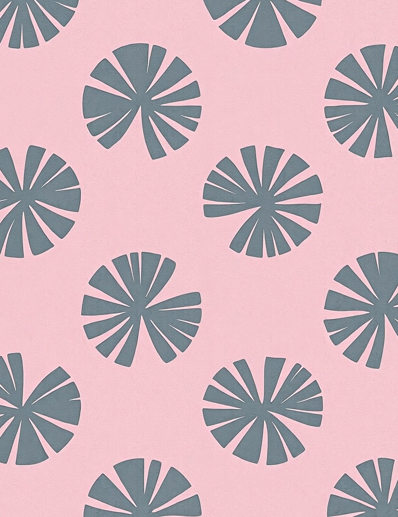 Grey Petal Pattern on Pink Background Rug