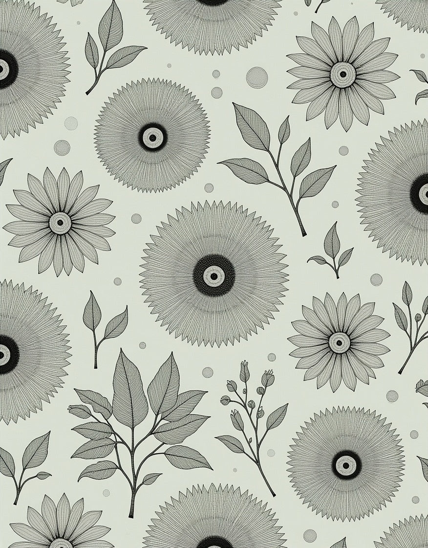 Botanical Sketch Sunburst Floral Rug