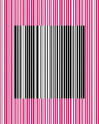 Bold Pink Black Barcode Stripe Rug