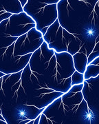 Glowing Lightning Bolt Pattern Rug