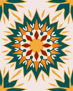 Radiant Starburst Teal Orange Pattern Rug
