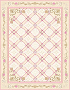 Ornate Pink Floral Diamond Pattern Rug