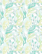 Abstract Seafoam Leaf Pattern Rug