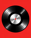 Retro Vinyl Record With Red Center Rug