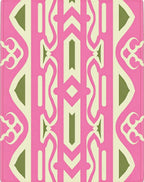 Pink Green Geometric Pattern Rug