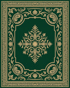 Emerald Green Gold Ornate Floral Rug