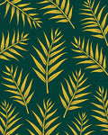 Gold Palm Leaf Patterned Rug