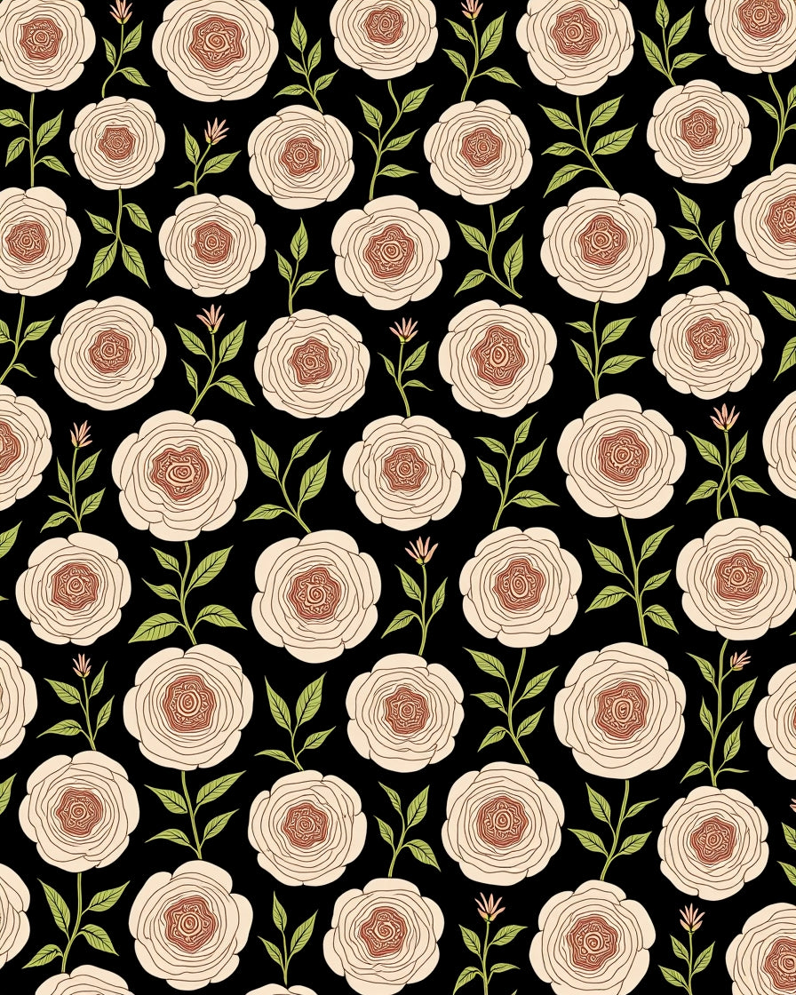 Classic Floral Pattern With Rose Designs Rug