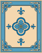 Blue Floral Medallion Border Design Rug