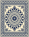 Traditional Mandala Floral Border Design Rug