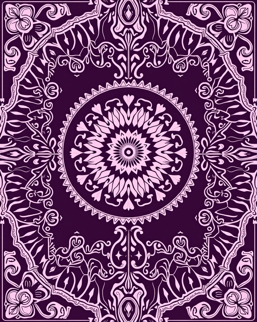 Delicate Floral Medallion Mandala Pattern Rug