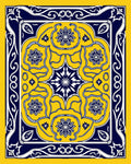 Bold Yellow Navy Floral Pattern Rug