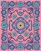 Bright Floral Garden Medallion Rug
