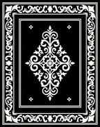 Classic Black White Arabesque Border Rug