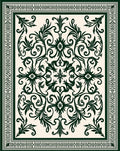 Ornate Scrollwork Bordered Floral Pattern Rug