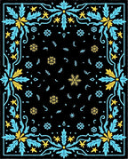 Midnight Blue Yellow Snowflake Garland Rug
