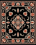 Intricate Floral Medallion Black Rug
