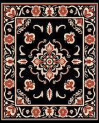 Intricate Floral Medallion Black Rug