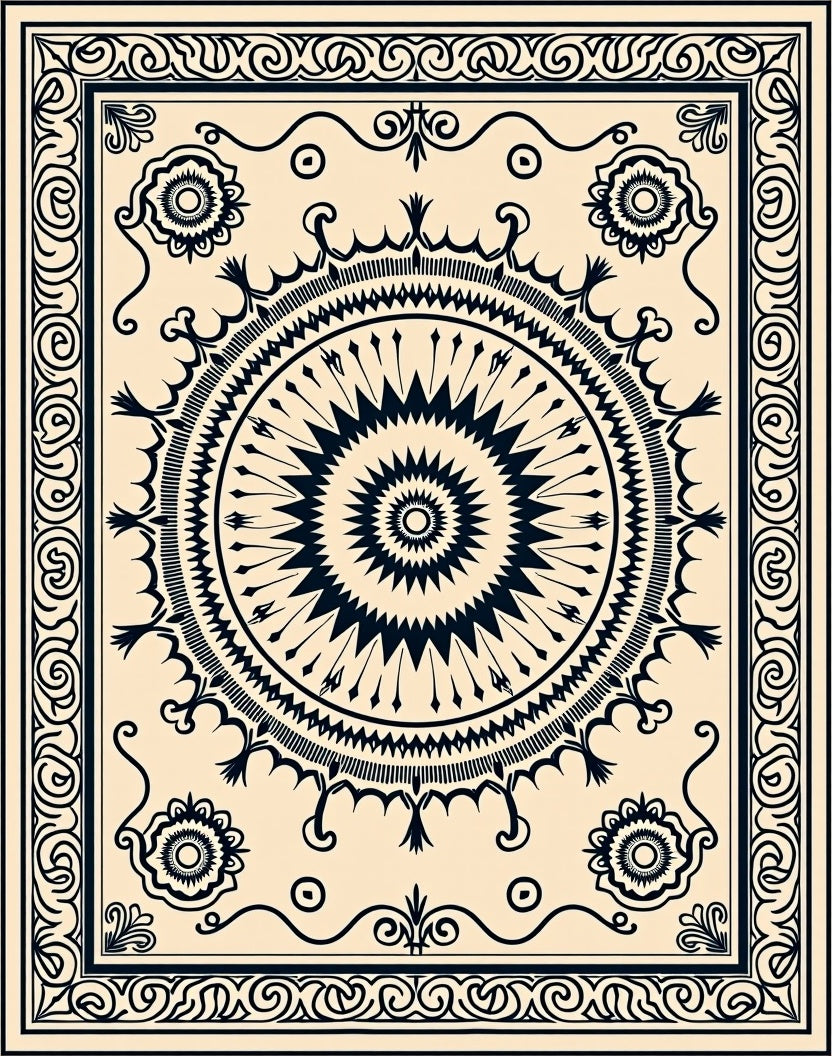 Mandala Style Ornate Classic Rug