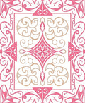 Pink and Gold Ornate Floral Tile Design Rug