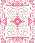 Pink and Gold Ornate Floral Tile Design Rug