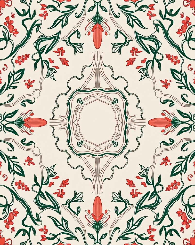 Art Nouveau Floral Vines Pattern Rug
