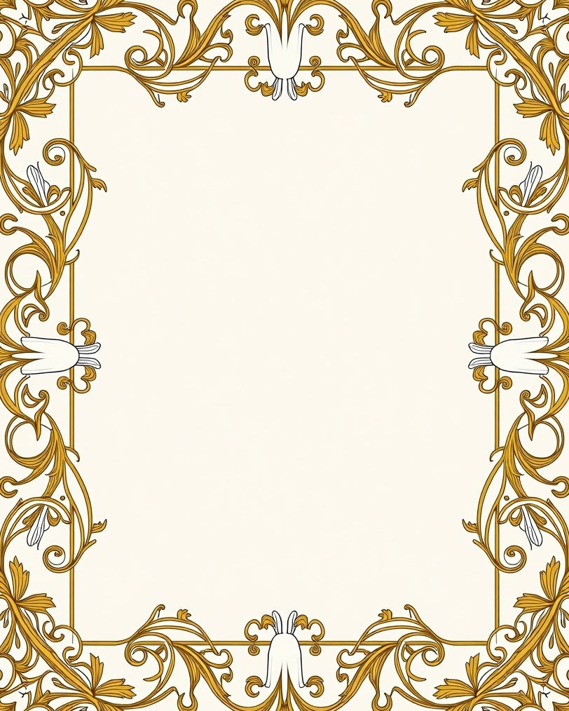 Classic Gold Floral Scroll Border Rug