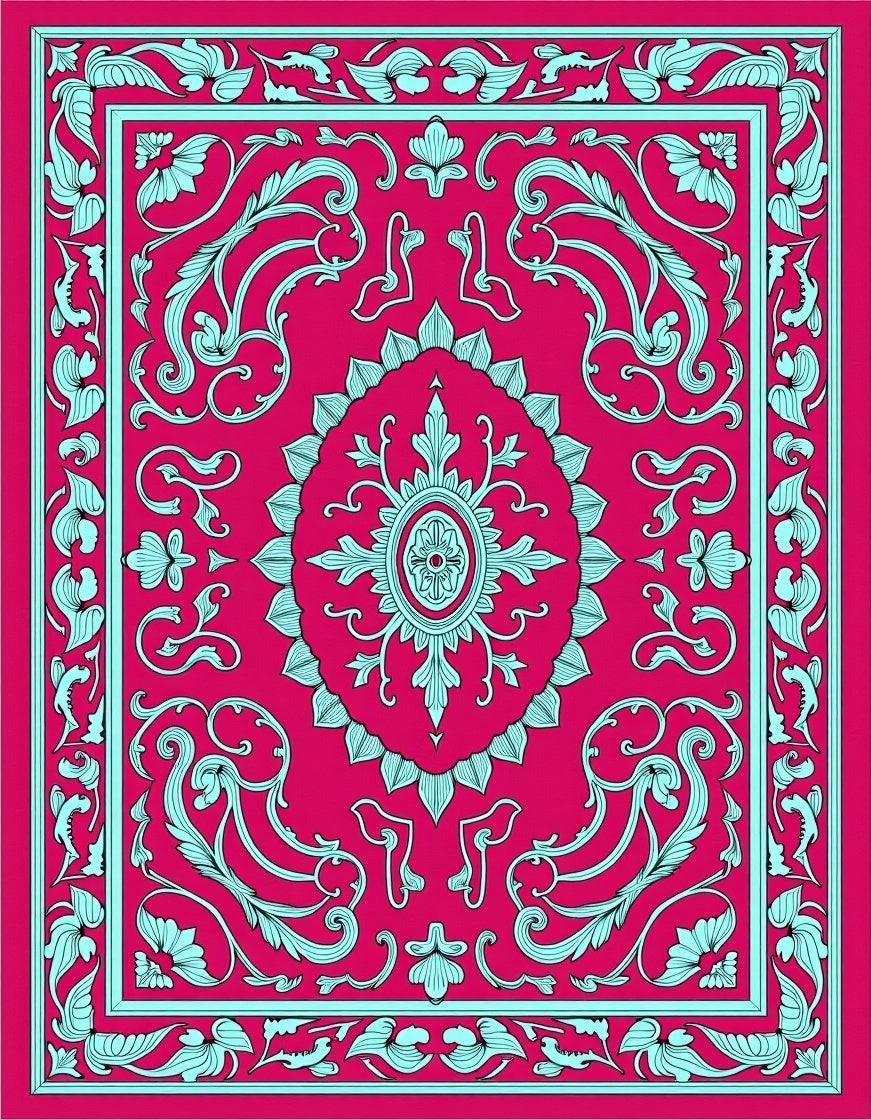 Vibrant Floral Medallion Motif Rug