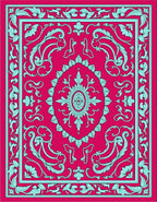 Vibrant Floral Medallion Motif Rug