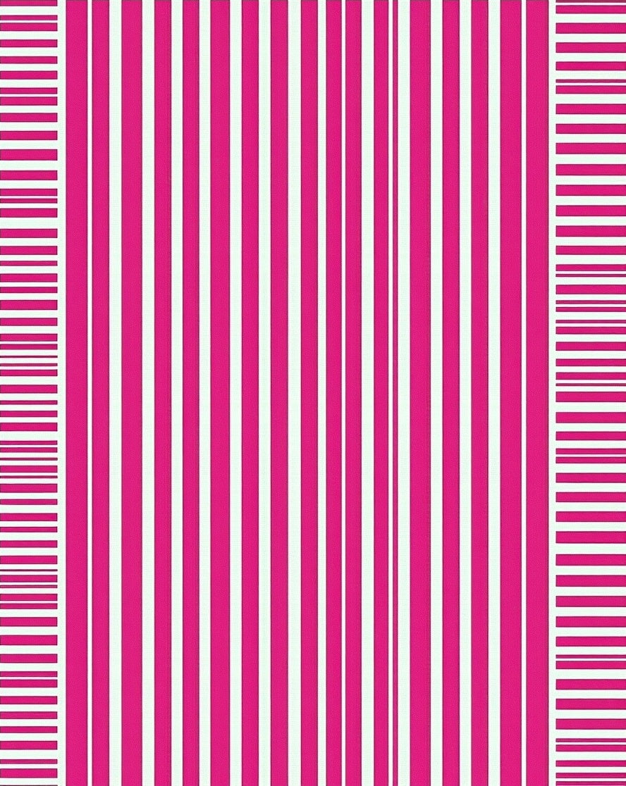 Bright Pink and White Stripe Pattern Rug