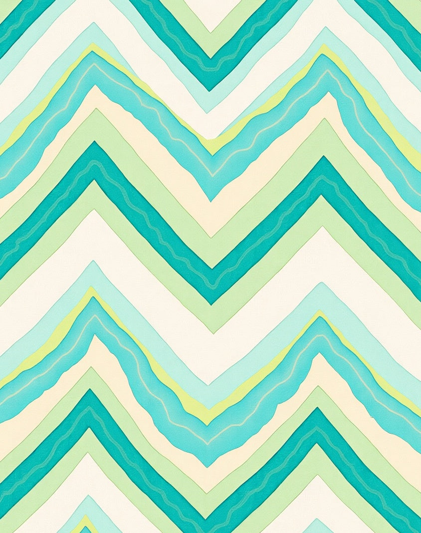 Aqua Green Chevron Waves Design Rug