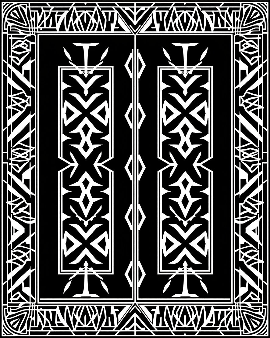 Monochrome Geometric Frame Design Rug
