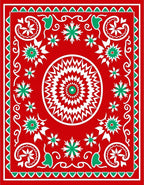Vibrant Red Geometric Starburst Medallion Rug
