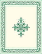 Elegant Green Leaf Scroll Border Design Rug