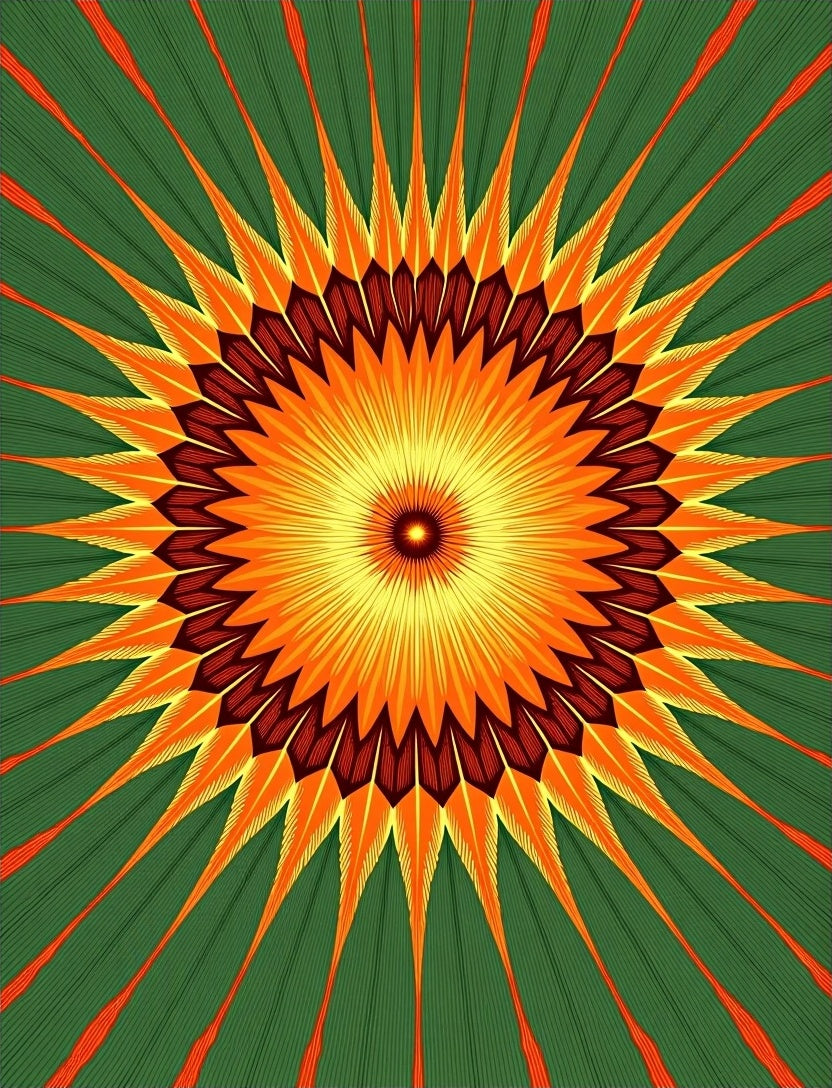 Vibrant Sunburst Geometric Pattern Rug