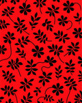 Bold Red Black Floral Branch Pattern Rug