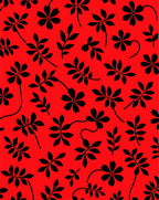 Bold Red Black Floral Branch Pattern Rug