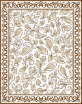 Brown Floral Swirl Patterned Rug