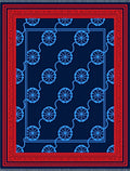 Red Blue Floral Stripe Pattern Rug