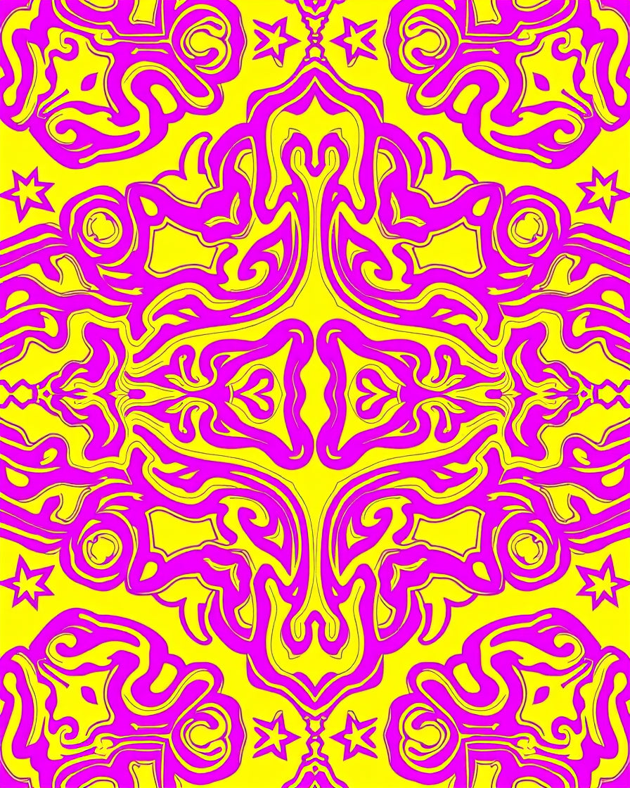 Vibrant Magenta And Yellow Swirl Pattern Rug