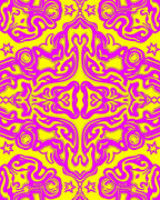 Vibrant Magenta And Yellow Swirl Pattern Rug