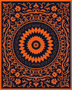 Orange Floral Mandala Style Pattern Rug