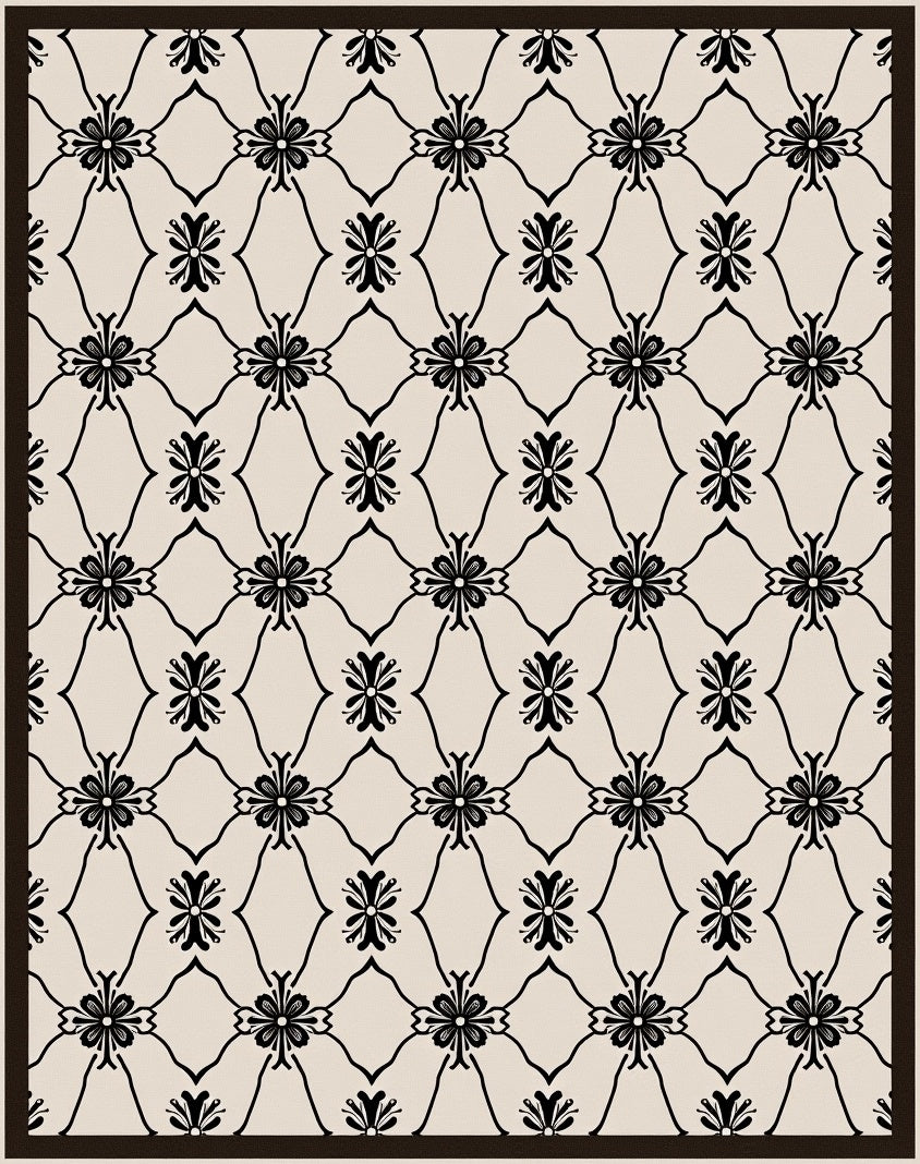 Classic Floral Lattice Patterned Rug