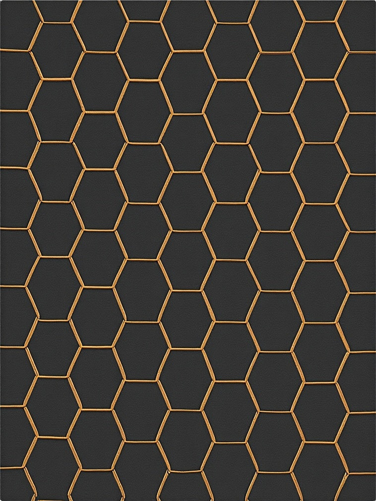 Black Gold Hexagonal Geometric Design Rug