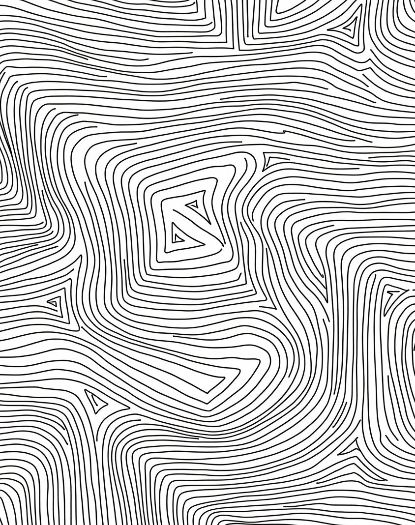 Monoline Contour Topographic Pattern Rug