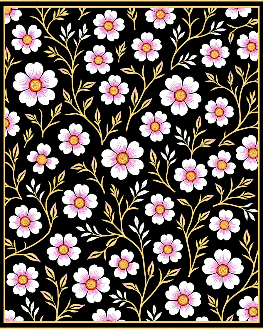 Chic Floral Branches Patterned Rug