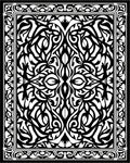 Ornate Black White Floral Pattern Rug