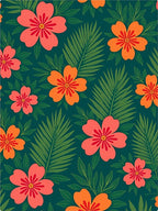 Vibrant Tropical Flowers and Leaves Rug