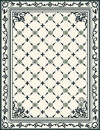 Classic Green Floral Lattice Pattern Rug